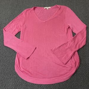 Etcetera Shirt Womens Size Medium Silk Blend Long Sleeve Pink Blouse Flawed